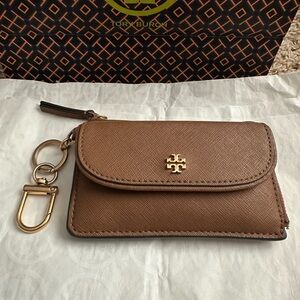 Tory Burch Brown Wallet with Gold Logo